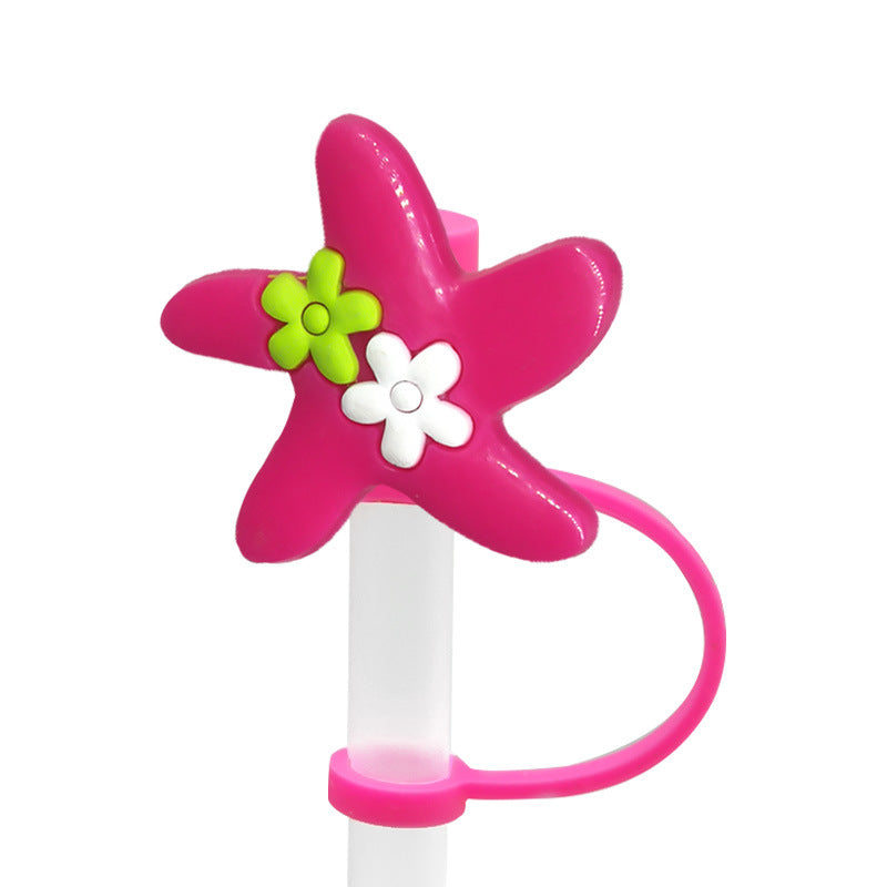 Wholesale 10pcs/pack Straw Cap Flower Fruit Straw Cover Silicone Dust Plug Party Straw